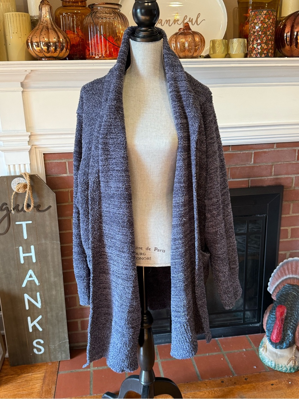 Barefoot Dreams Plush Open-Front Cardigan - denim blue